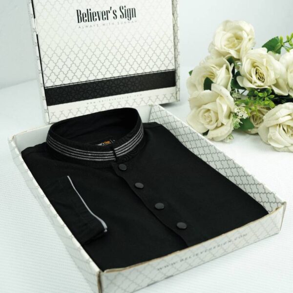 Embroideried Soft Panjabi - Black